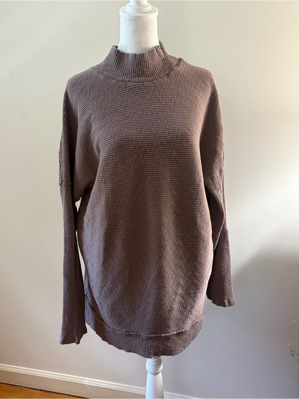 We The Free Women's Mock Neck Knit Sweater in purple-ish Taupe